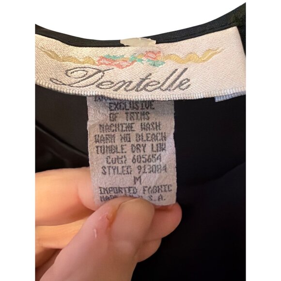 Vintgge 90s Black Lace Strap Slip Dress Lingerie Goth Whimsygoth By Dentelle Med - Picture 3 of 5